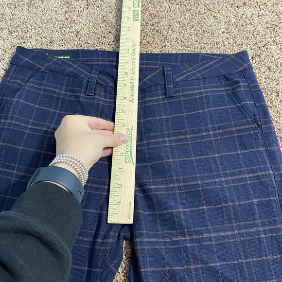 Bee Inspired B33 navy blue plaid checkered men's pants size 32S preppy - Picture 9 of 10